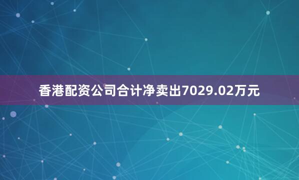 香港配资公司合计净卖出7029.02万元